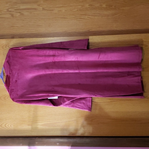 NWT NY&Company Velour Duster Jacket in Wild Berries. Sz Small.  Magenta. - Picture 7 of 10